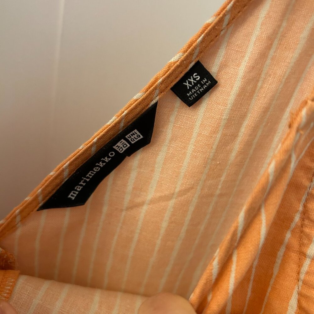 Uniqlo Marimekko Orange Striped Linen Jumpsuit Size XXS - Picture 2 of 4